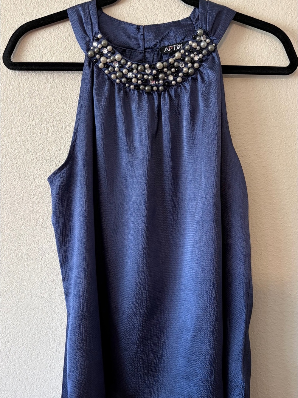 Apt. 9 Blue Beaded and Pearled Halter Neckline Camisole Sz Lg